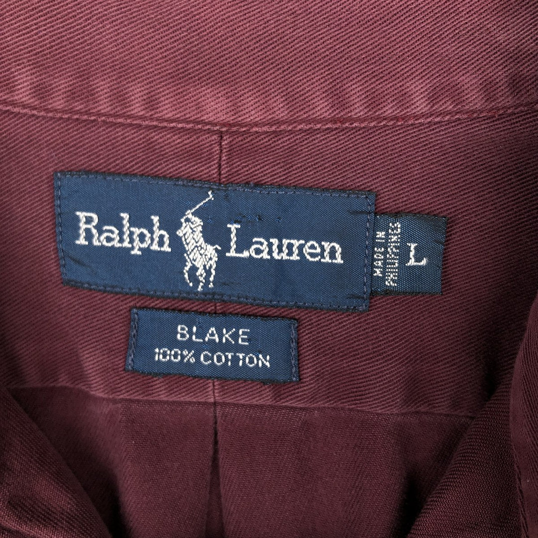 Ralph Lauren BLAKE long sleeve button down shirt, men's size L cotton red type reddish brown Vintage Second Hand