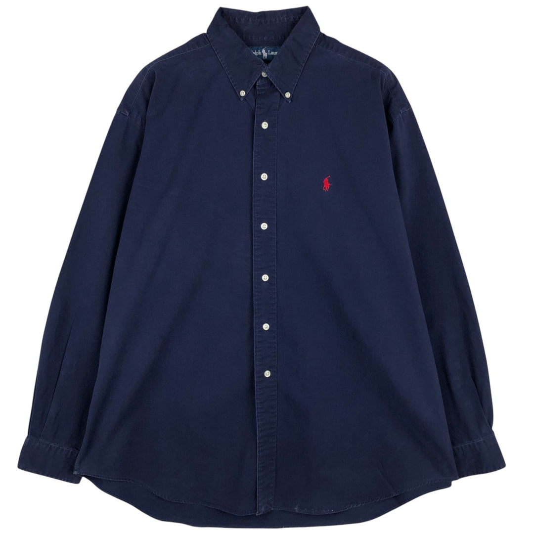 Ralph Lauren BLAKE long sleeve button down shirt, men's XL size cotton navy blue type Vintage Second Hand
