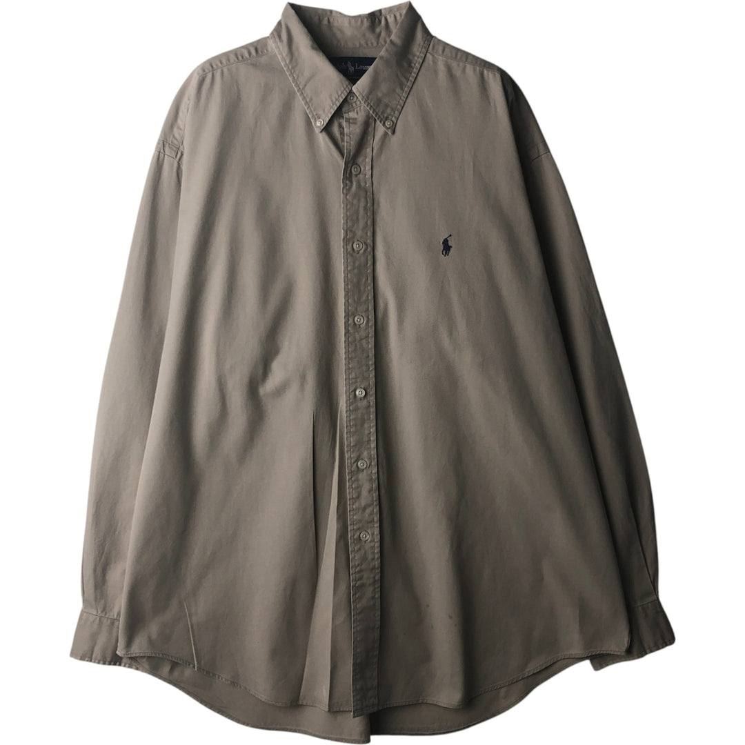 Ralph Lauren BLAIRE long sleeve button down shirt, men's XL size cotton Beige type Vintage Second Hand