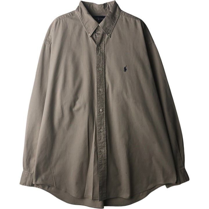 Ralph Lauren BLAIRE long sleeve button down shirt, men's XL size cotton Beige type Vintage Second Hand