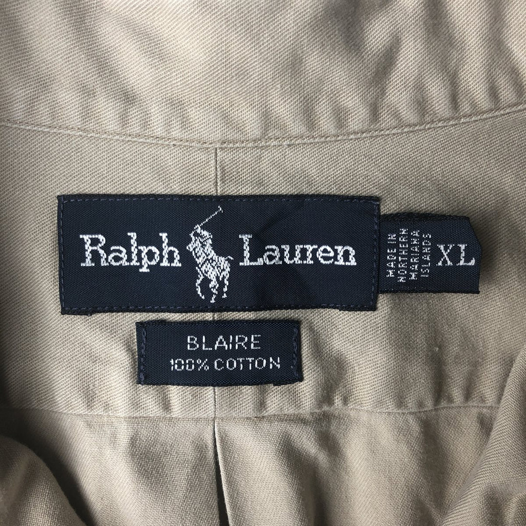 Ralph Lauren BLAIRE long sleeve button down shirt, men's XL size cotton Beige type Vintage Second Hand