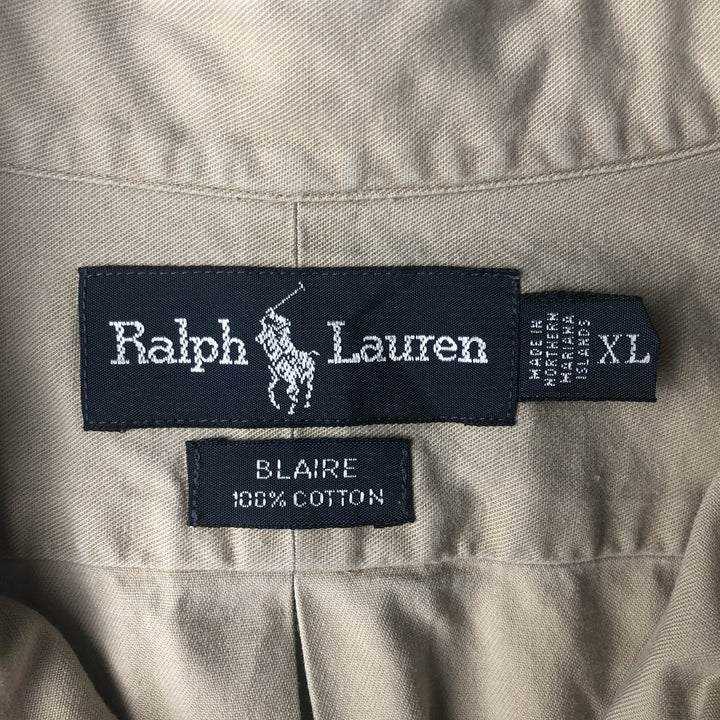 Ralph Lauren BLAIRE long sleeve button down shirt, men's XL size cotton Beige type Vintage Second Hand