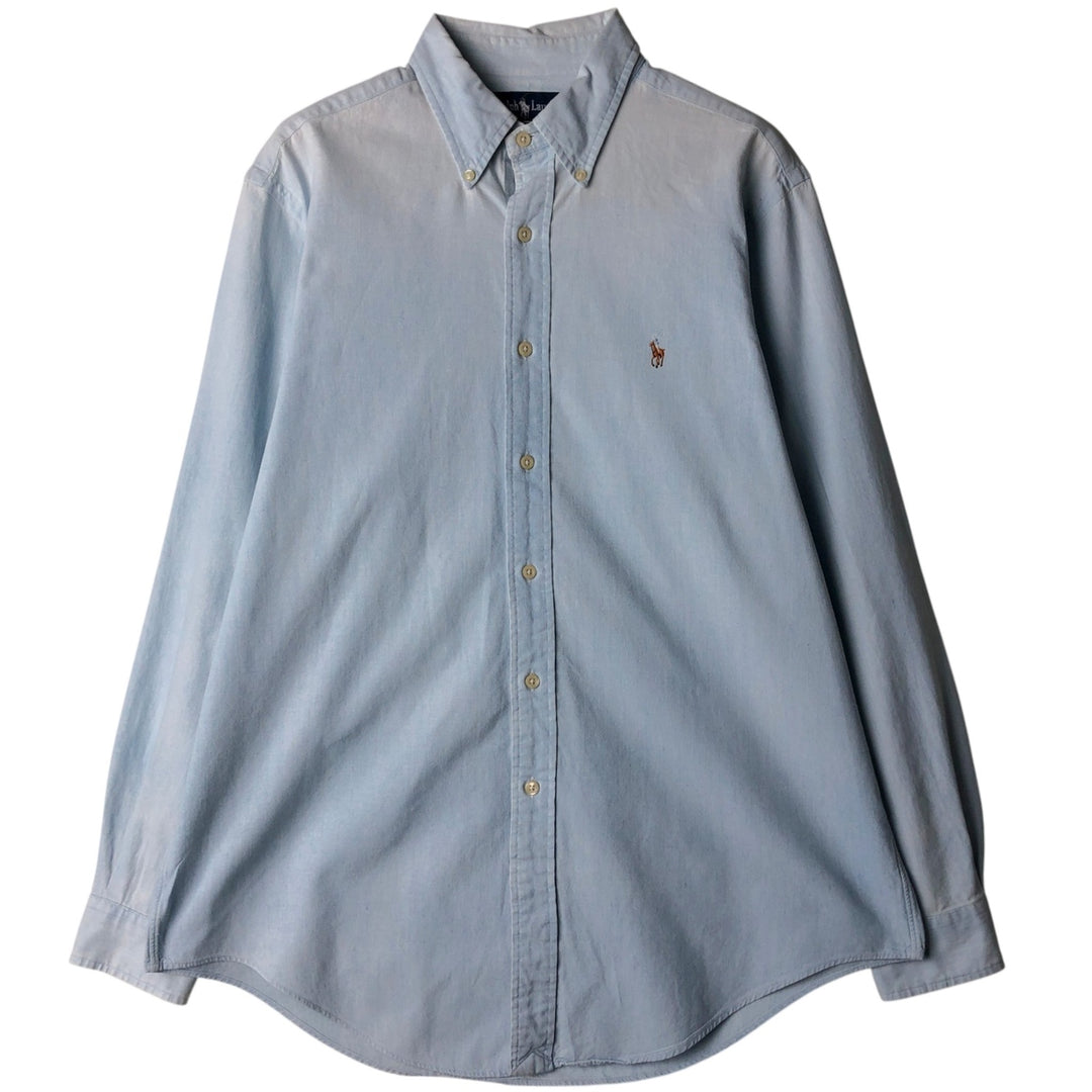 Ralph Lauren solid color long sleeve button-down shirt, men's size L cotton Blue type light blue Vintage Second Hand