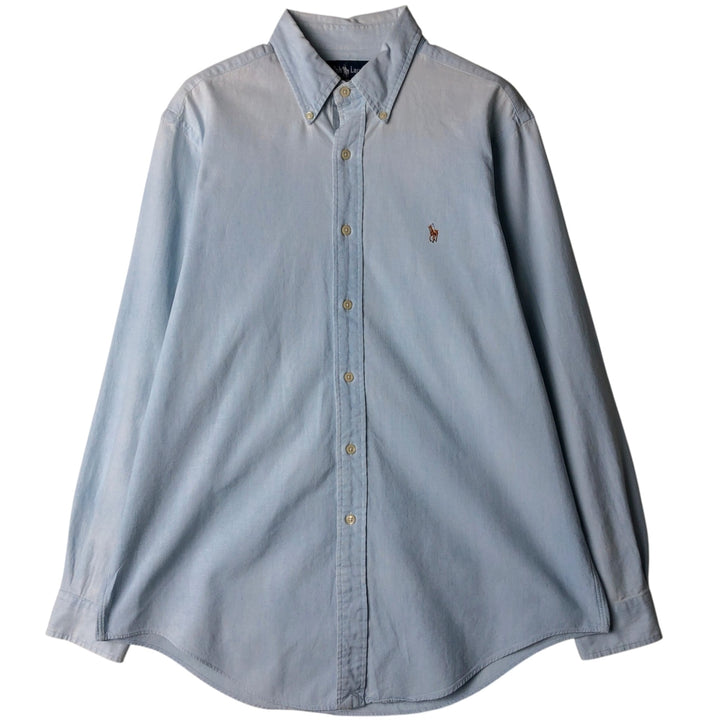 Ralph Lauren solid color long sleeve button-down shirt, men's size L cotton Blue type light blue Vintage Second Hand