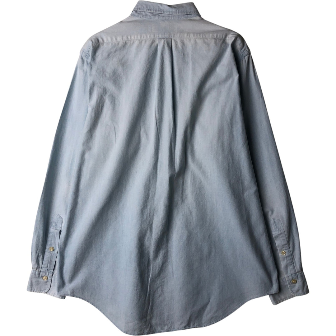 Ralph Lauren solid color long sleeve button-down shirt, men's size L cotton Blue type light blue Vintage Second Hand