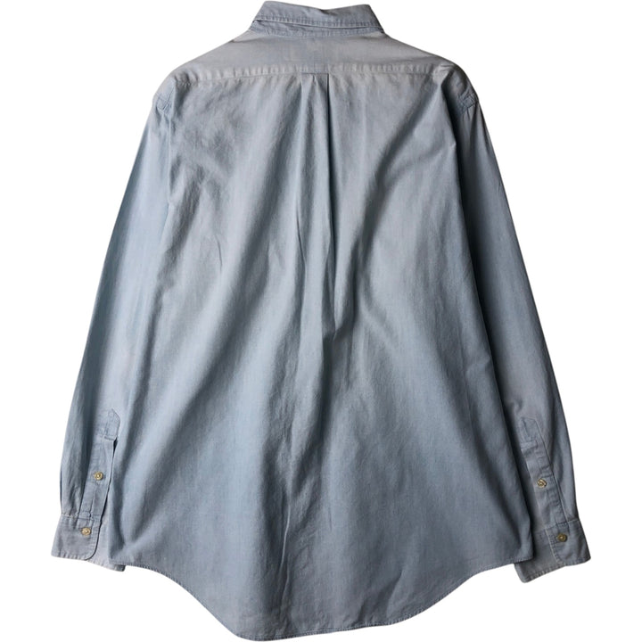 Ralph Lauren solid color long sleeve button-down shirt, men's size L cotton Blue type light blue Vintage Second Hand