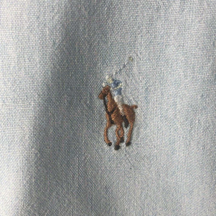 Ralph Lauren solid color long sleeve button-down shirt, men's size L cotton Blue type light blue Vintage Second Hand