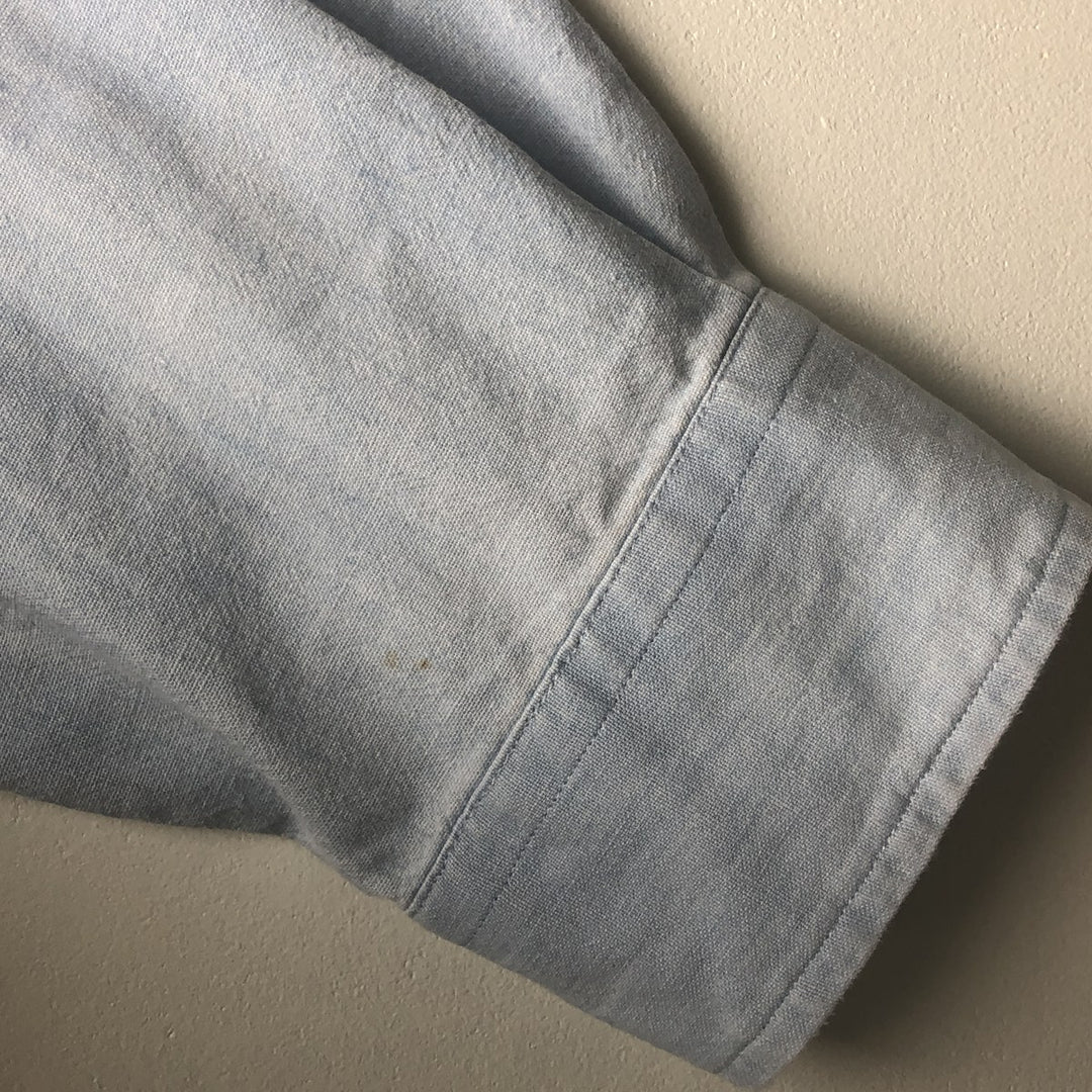Ralph Lauren solid color long sleeve button-down shirt, men's size L cotton Blue type light blue Vintage Second Hand
