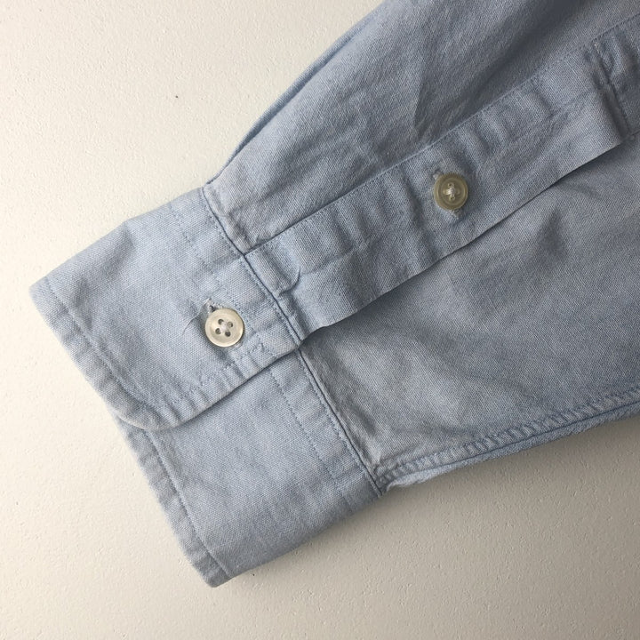 Ralph Lauren solid color long sleeve button-down shirt, men's size L cotton Blue type light blue Vintage Second Hand