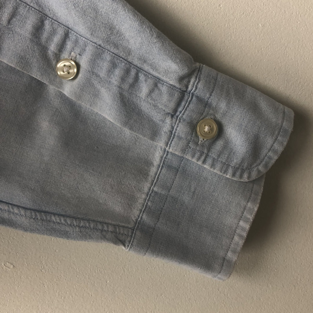 Ralph Lauren solid color long sleeve button-down shirt, men's size L cotton Blue type light blue Vintage Second Hand