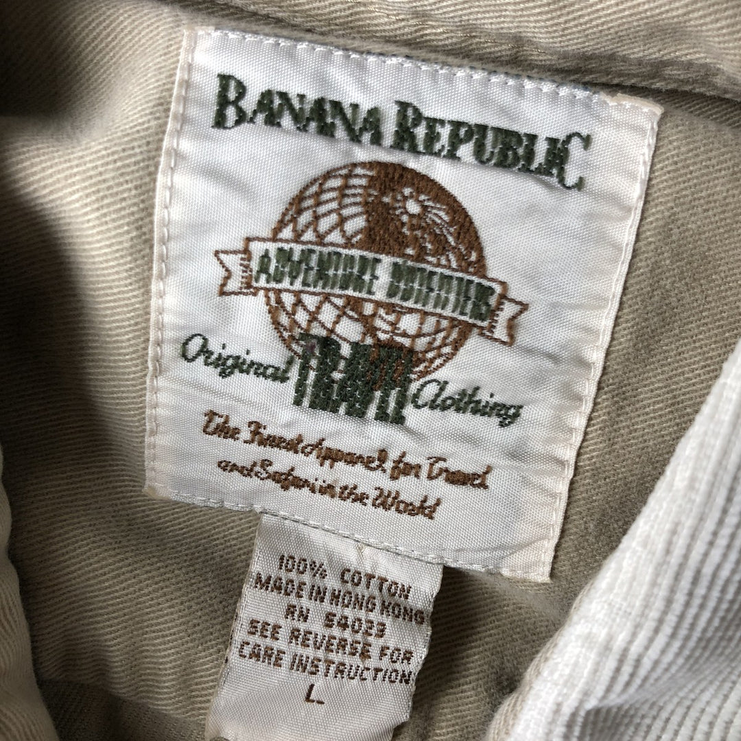 Vintage 80s-90'S Banana Republic Tyrolean long-sleeved shirt, men's size L cotton Beige type Vintage Second Hand