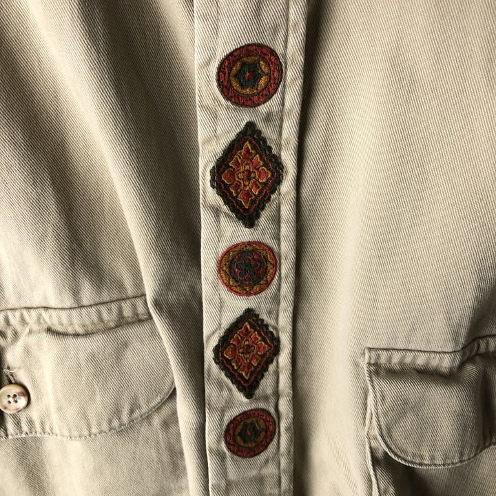 Vintage 80s-90'S Banana Republic Tyrolean long-sleeved shirt, men's size L cotton Beige type Vintage Second Hand