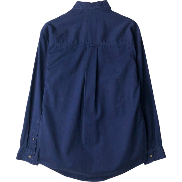 90'S Eddie Bauer Rufton Twill Long Sleeve Cotton Shirt, Men's Size Small cotton navy blue type Vintage Second Hand