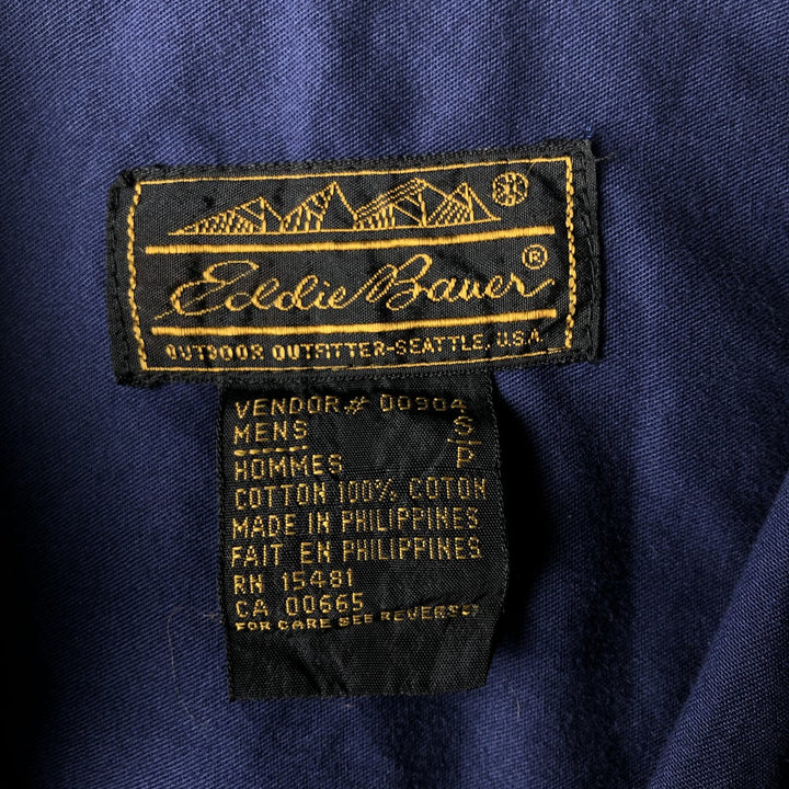 90'S Eddie Bauer Rufton Twill Long Sleeve Cotton Shirt, Men's Size Small cotton navy blue type Vintage Second Hand