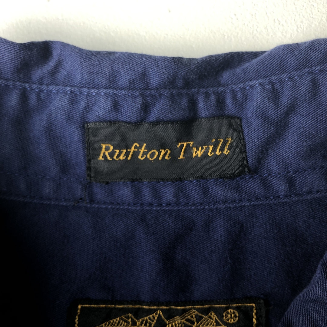90'S Eddie Bauer Rufton Twill Long Sleeve Cotton Shirt, Men's Size Small cotton navy blue type Vintage Second Hand