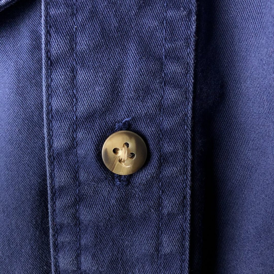 90'S Eddie Bauer Rufton Twill Long Sleeve Cotton Shirt, Men's Size Small cotton navy blue type Vintage Second Hand