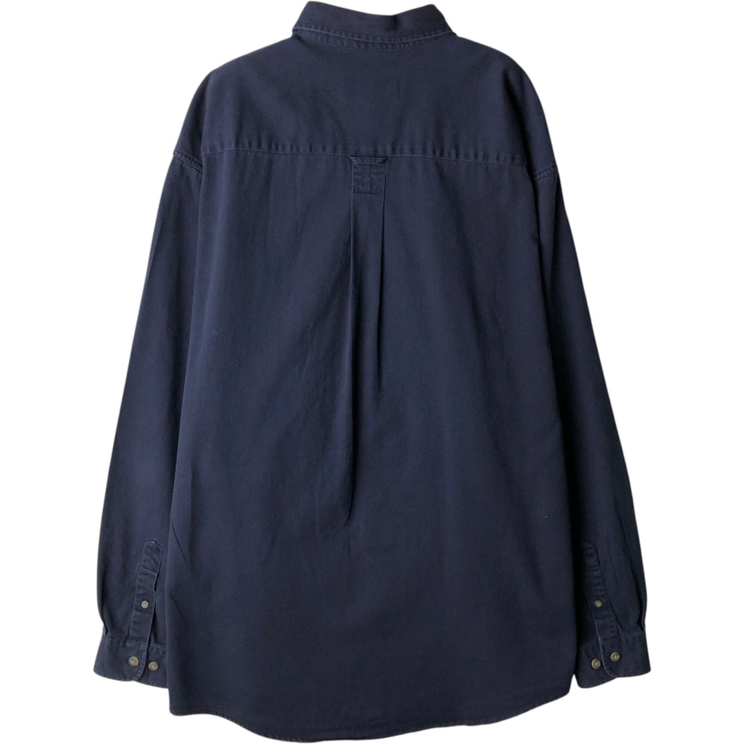 2000'S Eddie Bauer long-sleeved button-down shirt, men's size L cotton navy blue type Vintage Second Hand