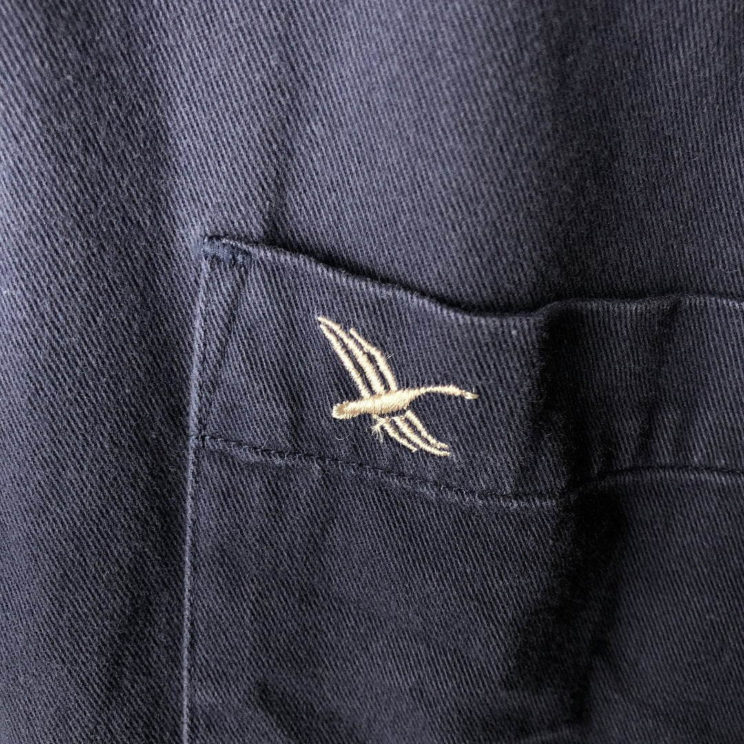 2000'S Eddie Bauer long-sleeved button-down shirt, men's size L cotton navy blue type Vintage Second Hand