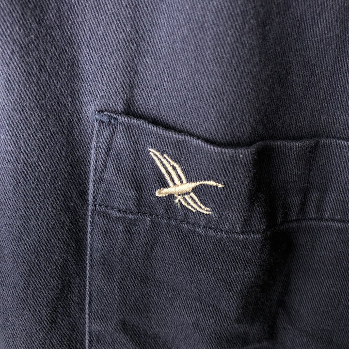 2000'S Eddie Bauer long-sleeved button-down shirt, men's size L cotton navy blue type Vintage Second Hand