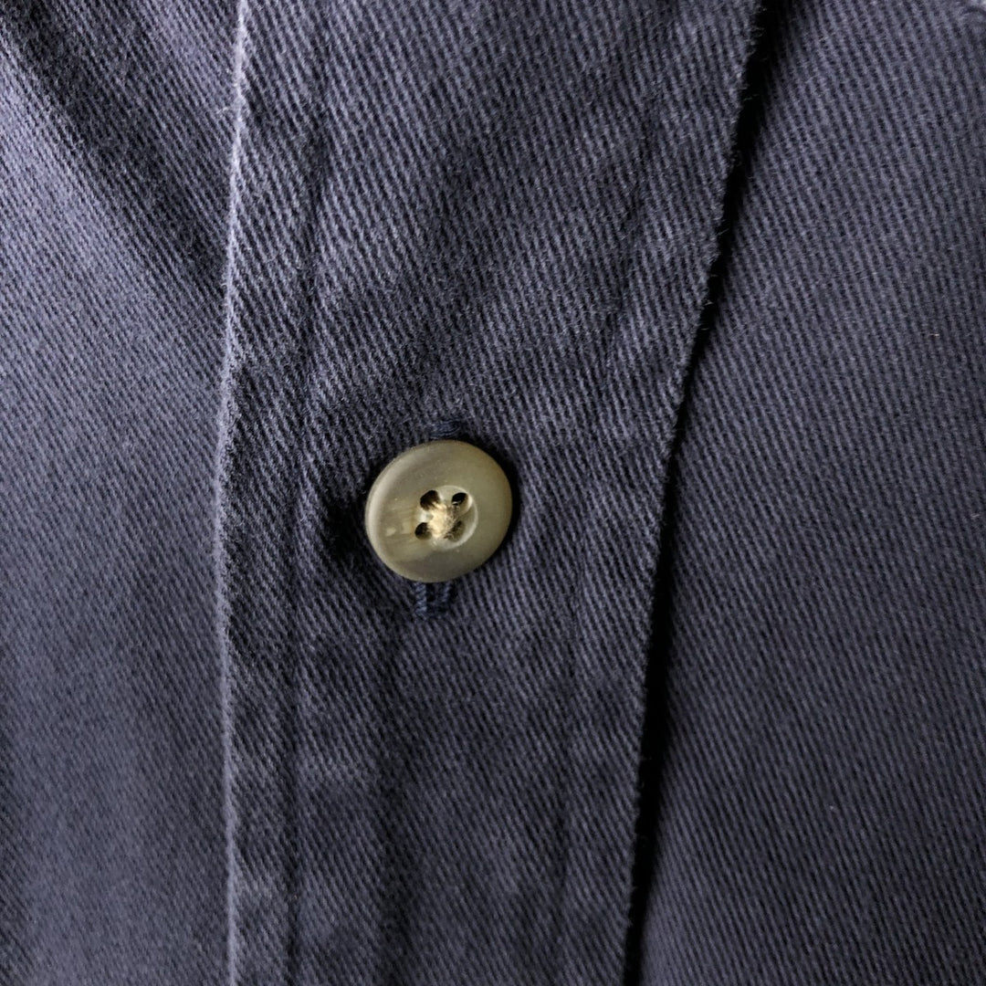 2000'S Eddie Bauer long-sleeved button-down shirt, men's size L cotton navy blue type Vintage Second Hand