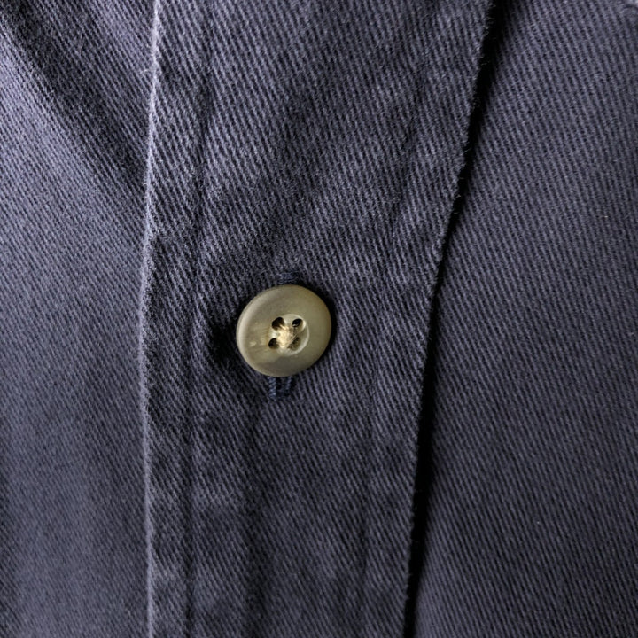 2000'S Eddie Bauer long-sleeved button-down shirt, men's size L cotton navy blue type Vintage Second Hand