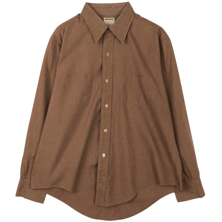 Vintage 70s-80'S Mr. Sir Long Sleeve Polyester Shirt, Men's Size XL cotton brown type Vintage Second Hand