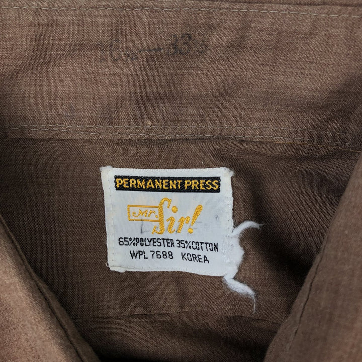Vintage 70s-80'S Mr. Sir Long Sleeve Polyester Shirt, Men's Size XL cotton brown type Vintage Second Hand