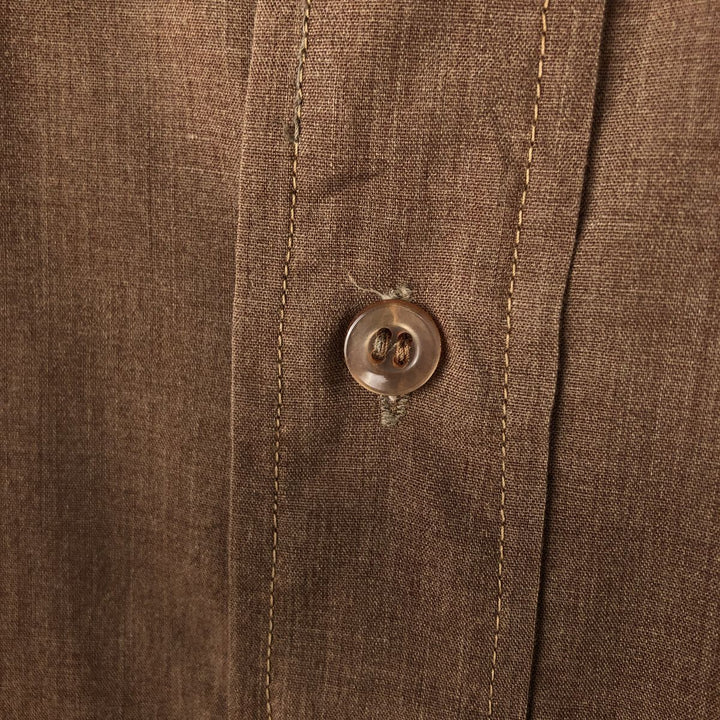 Vintage 70s-80'S Mr. Sir Long Sleeve Polyester Shirt, Men's Size XL cotton brown type Vintage Second Hand