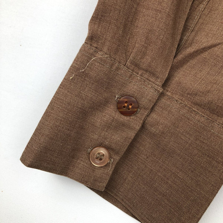 Vintage 70s-80'S Mr. Sir Long Sleeve Polyester Shirt, Men's Size XL cotton brown type Vintage Second Hand