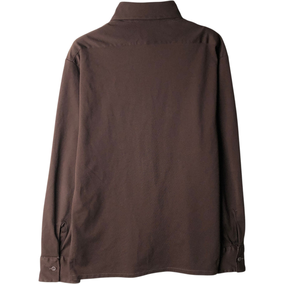 Vintage 1970'S KINGS ROAD long-sleeved poly shirt, size M, men's polyester brown type Vintage Second Hand