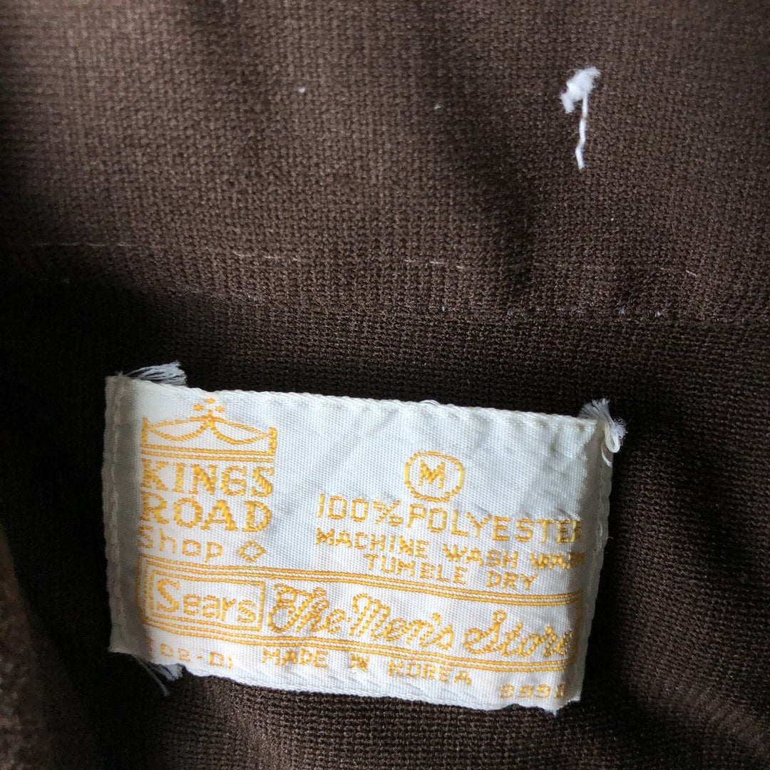 Vintage 1970'S KINGS ROAD long-sleeved poly shirt, size M, men's polyester brown type Vintage Second Hand