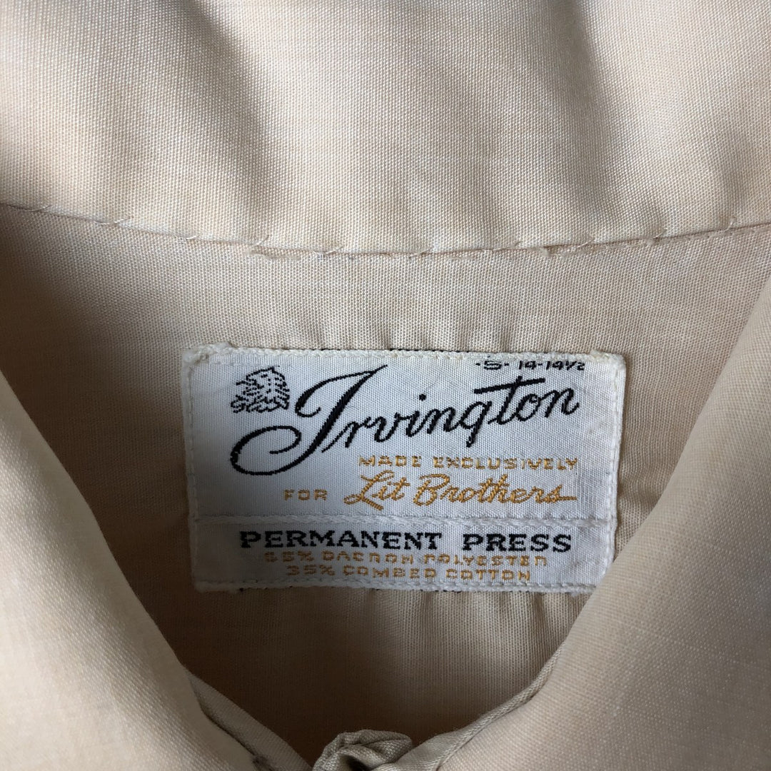 Vintage 1970'S Irvington long-sleeved sheer shirt, size S, men's size small polyester Beige type Vintage Second Hand