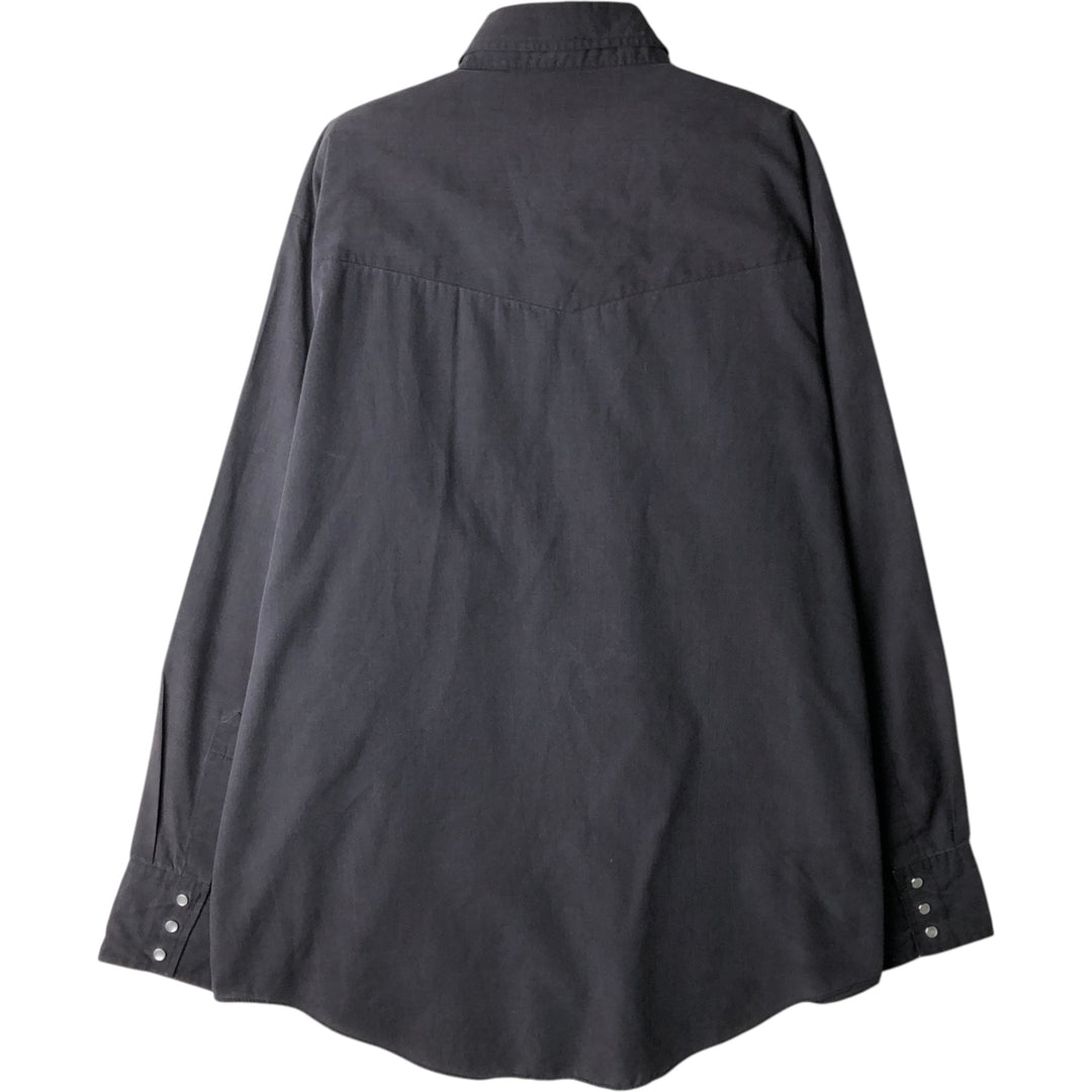 PLAINS Long Sleeve Western Shirt, Men's Size L unclear navy blue type Vintage Second Hand