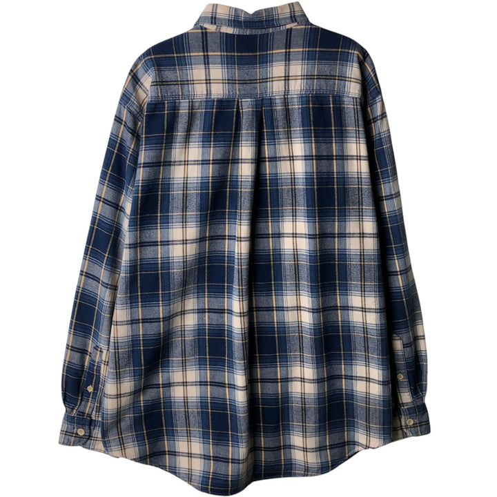 90'S J.Crew Long Sleeve Light Nell Check Shirt, Men's Size L, Vintage cotton blue type Vintage Second Hand