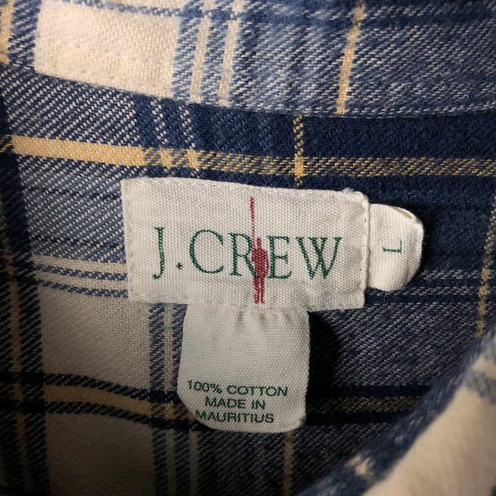 90'S J.Crew Long Sleeve Light Nell Check Shirt, Men's Size L, Vintage cotton blue type Vintage Second Hand