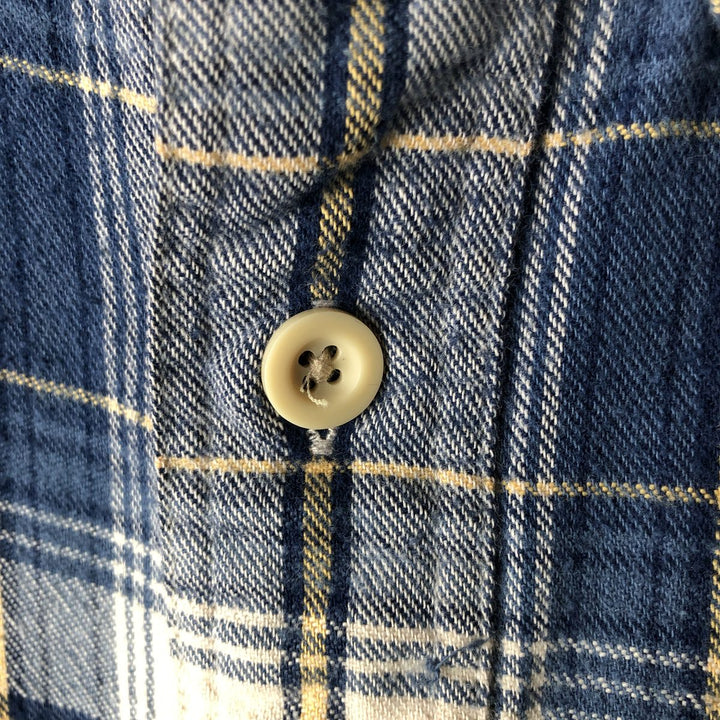 90'S J.Crew Long Sleeve Light Nell Check Shirt, Men's Size L, Vintage cotton blue type Vintage Second Hand