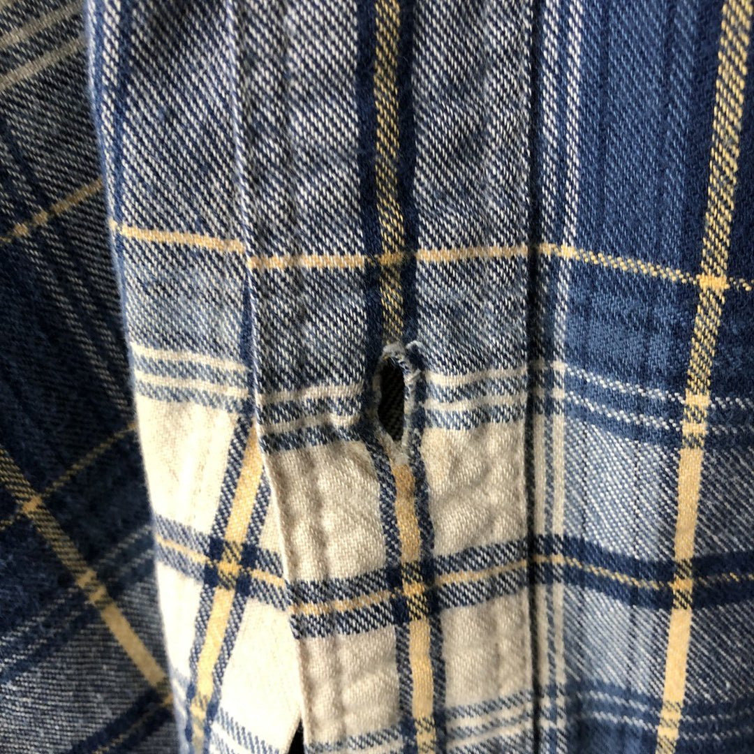 90'S J.Crew Long Sleeve Light Nell Check Shirt, Men's Size L, Vintage cotton blue type Vintage Second Hand
