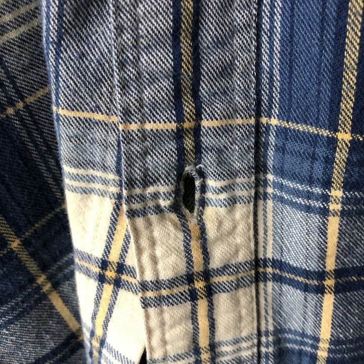 90'S J.Crew Long Sleeve Light Nell Check Shirt, Men's Size L, Vintage cotton blue type Vintage Second Hand