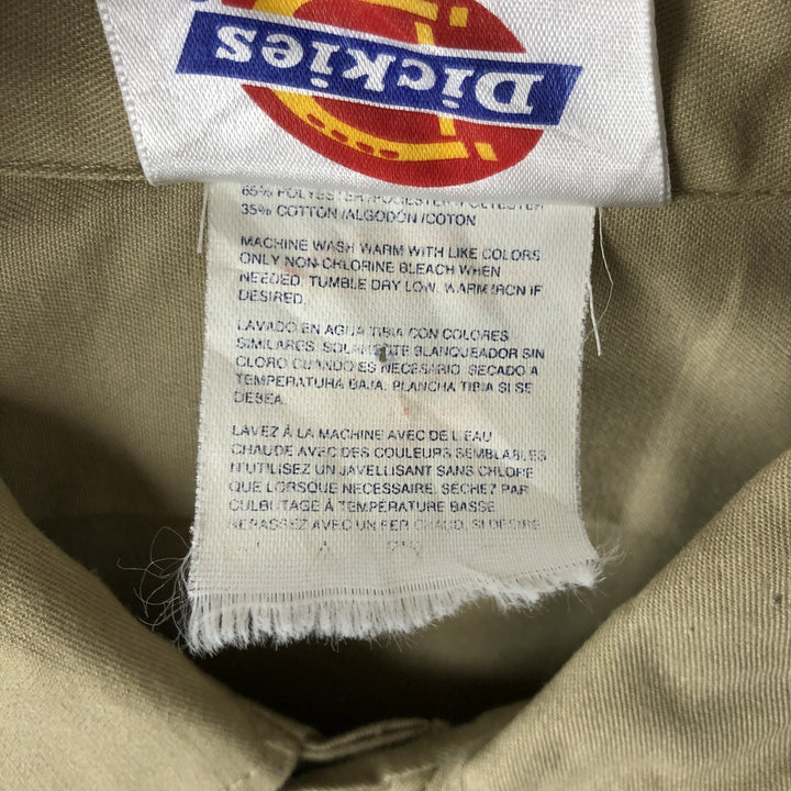 80s-90'S Dickies Long Sleeve Work Shirt, Men's Size L cotton beige type brown Vintage Second Hand