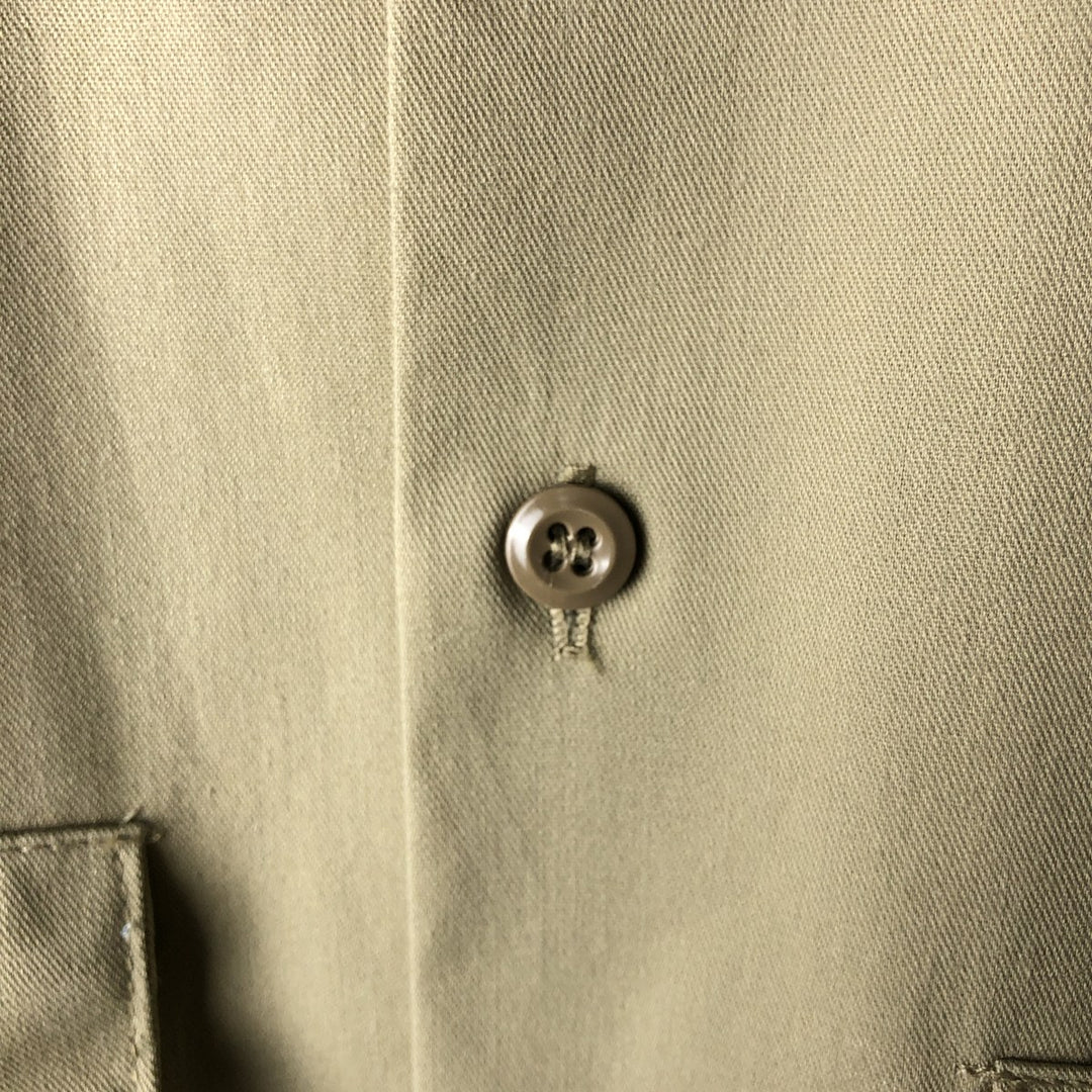 80s-90'S Dickies Long Sleeve Work Shirt, Men's Size L cotton beige type brown Vintage Second Hand