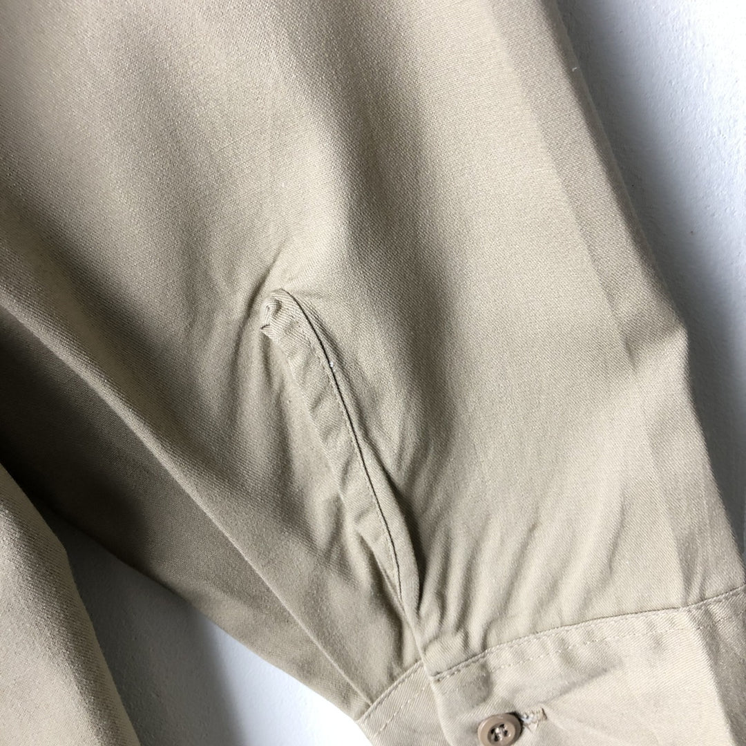 80s-90'S Dickies Long Sleeve Work Shirt, Men's Size L cotton beige type brown Vintage Second Hand