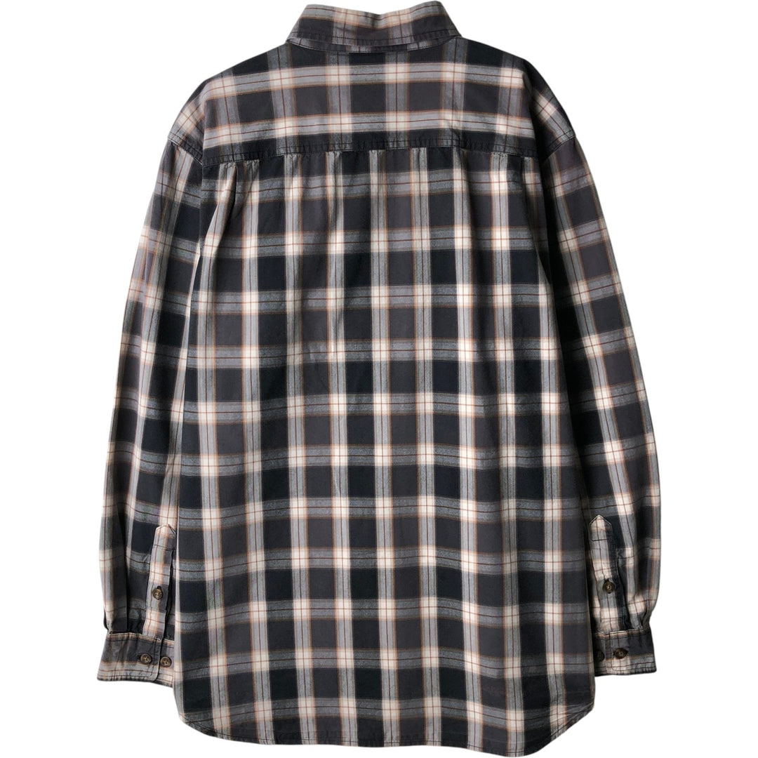 Carhartt Relaxed Fit Ombre Check Long Sleeve Button-Down Work Shirt, Men's Size L cotton black type Vintage Second Hand