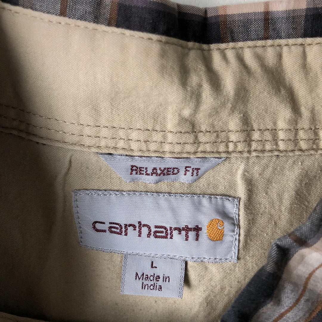 Carhartt Relaxed Fit Ombre Check Long Sleeve Button-Down Work Shirt, Men's Size L cotton black type Vintage Second Hand