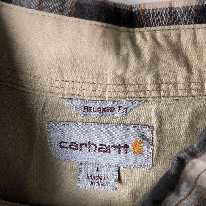 Carhartt Relaxed Fit Ombre Check Long Sleeve Button-Down Work Shirt, Men's Size L cotton black type Vintage Second Hand