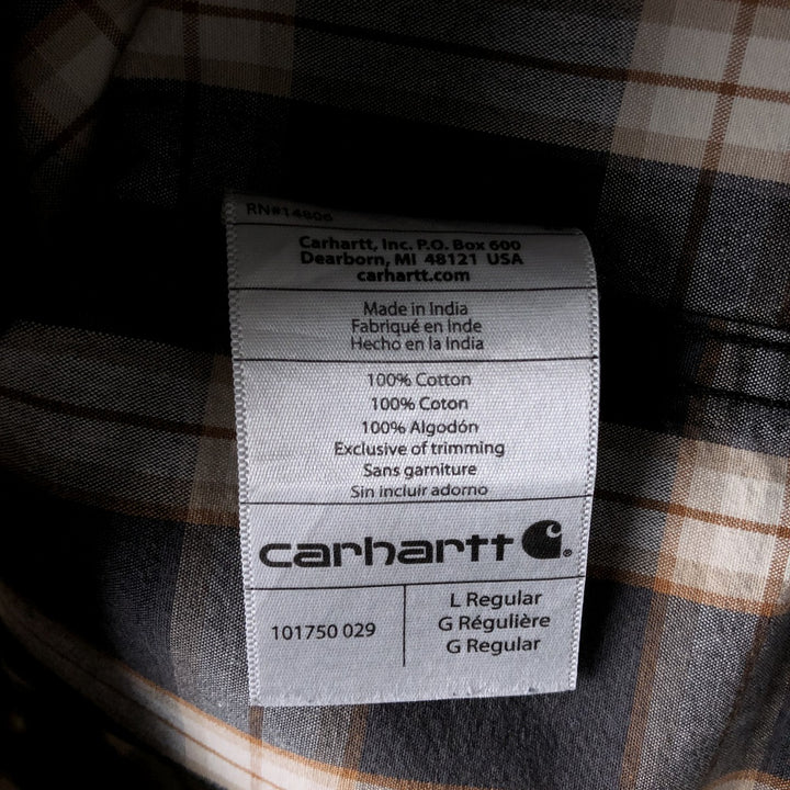 Carhartt Relaxed Fit Ombre Check Long Sleeve Button-Down Work Shirt, Men's Size L cotton black type Vintage Second Hand