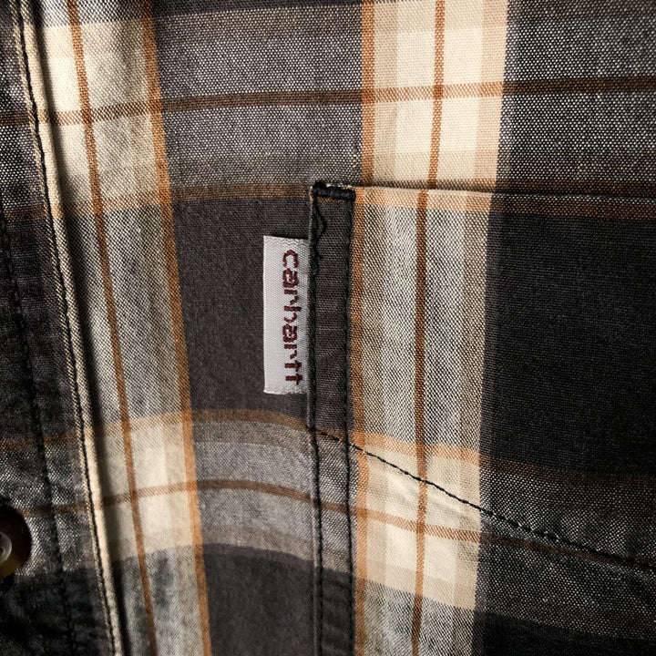 Carhartt Relaxed Fit Ombre Check Long Sleeve Button-Down Work Shirt, Men's Size L cotton black type Vintage Second Hand