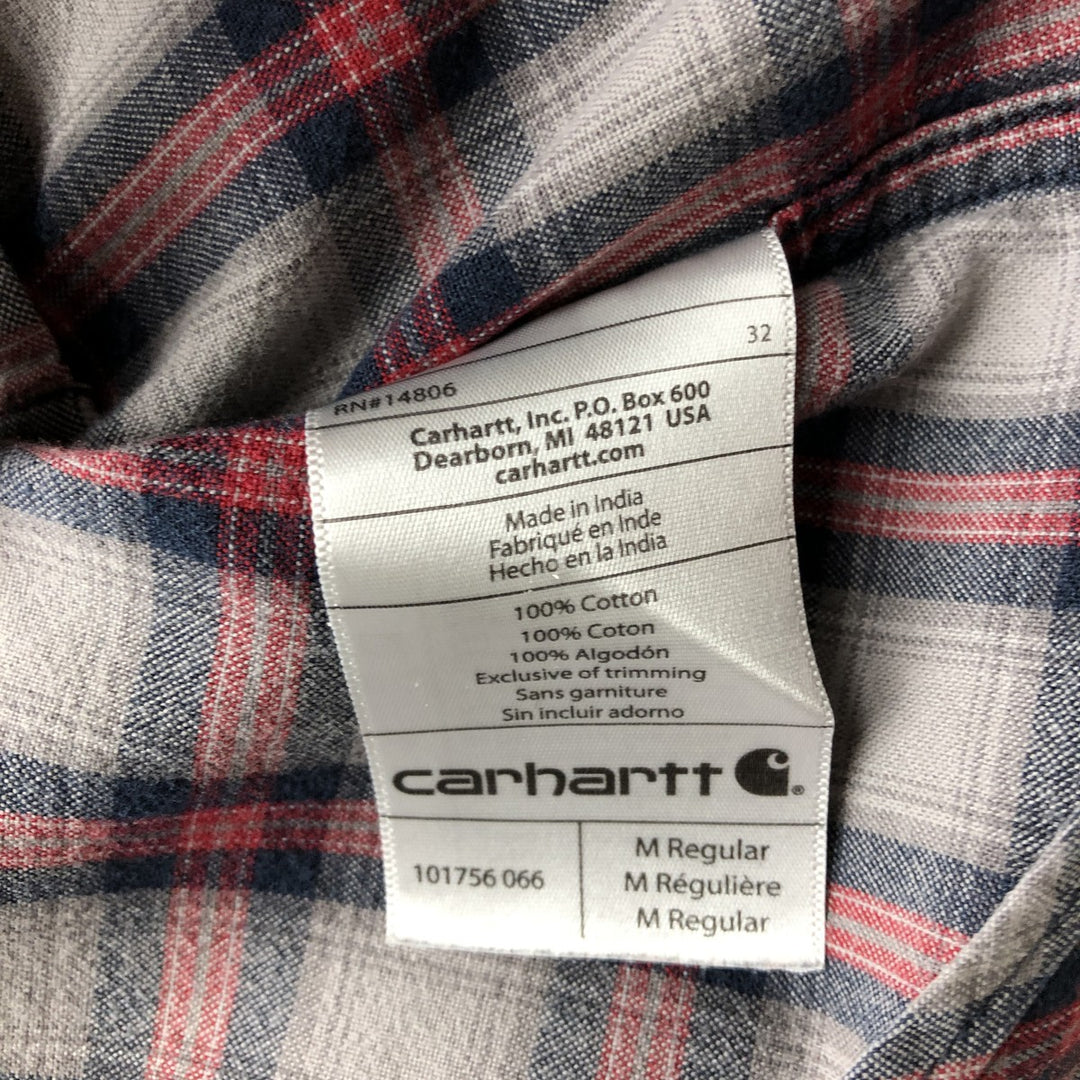 Carhartt Relaxed Fit Check Pattern Long Sleeve Button Down Work Shirt, Men's Medium cotton gray type Vintage Second Hand
