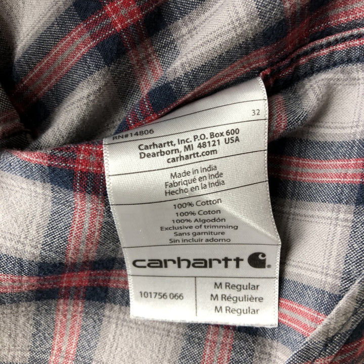 Carhartt Relaxed Fit Check Pattern Long Sleeve Button Down Work Shirt, Men's Medium cotton gray type Vintage Second Hand