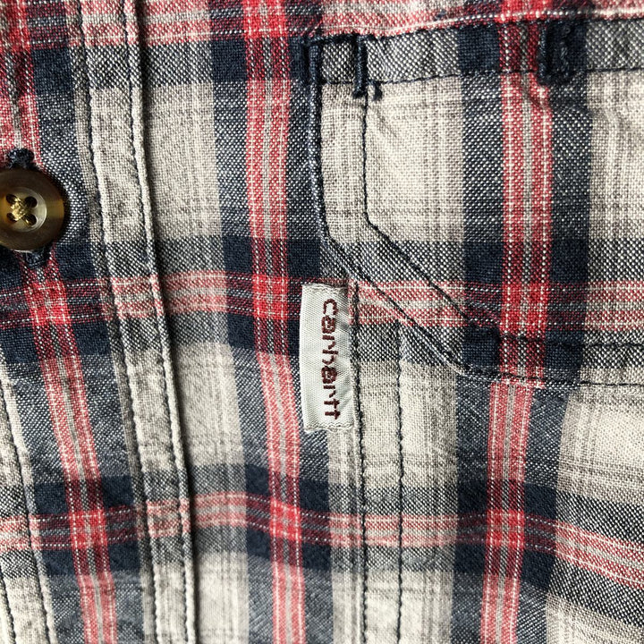 Carhartt Relaxed Fit Check Pattern Long Sleeve Button Down Work Shirt, Men's Medium cotton gray type Vintage Second Hand