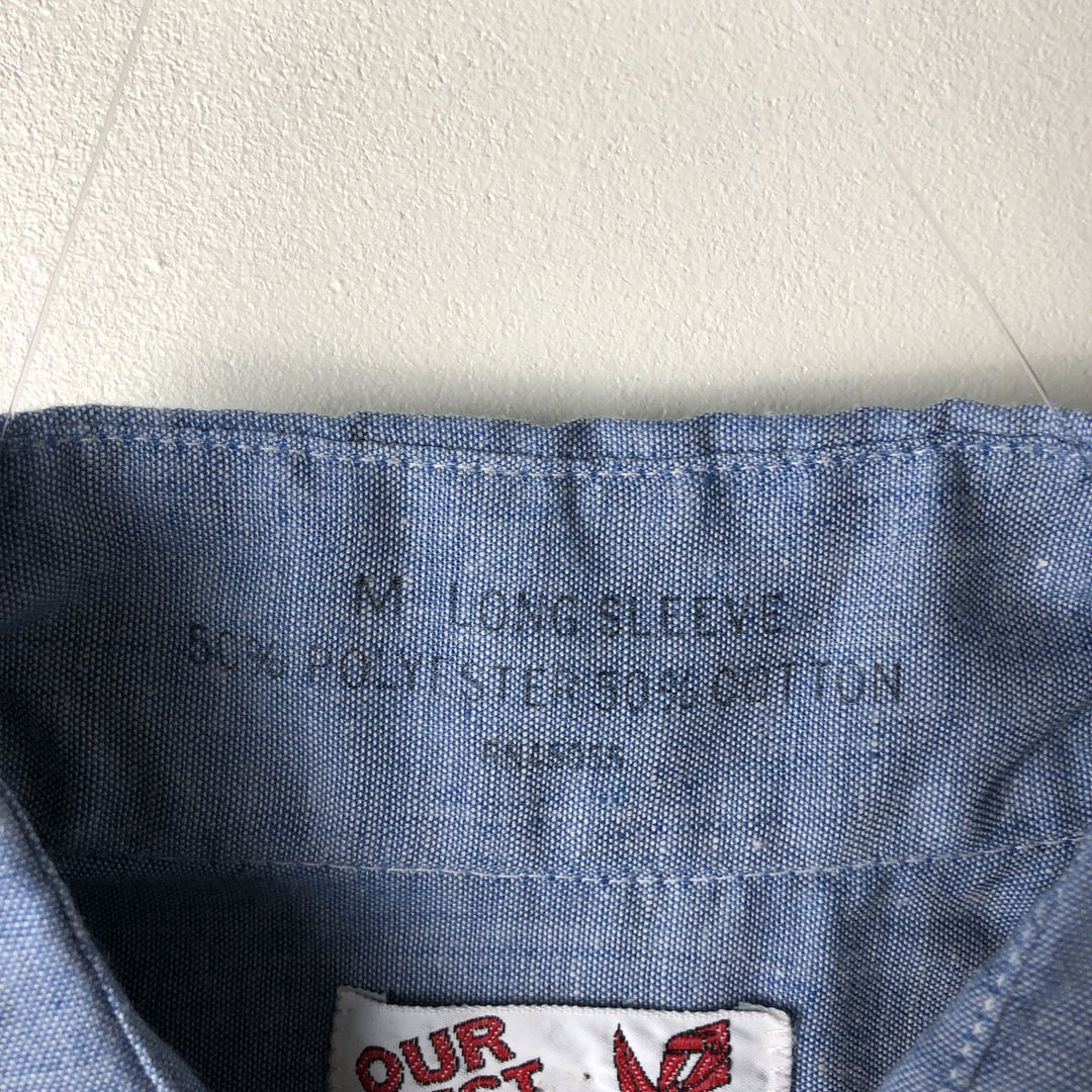 OUR BEST Long Sleeve Work Shirt, Men's Size M polyester Blue type light blue Vintage Second Hand